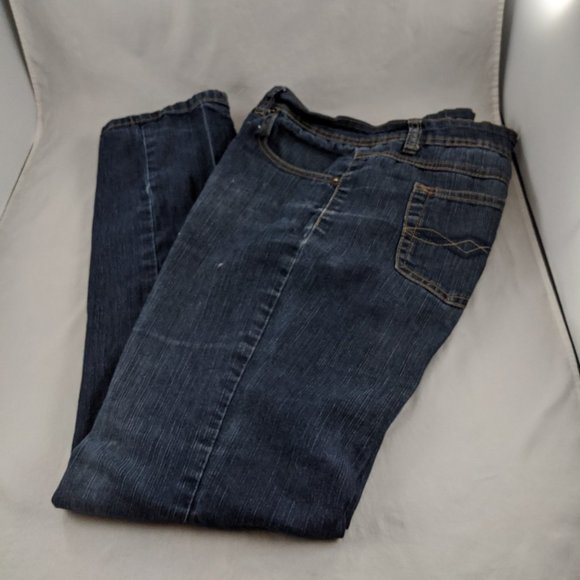 Angels Womens Zipper Fly Straight Leg Dark Wash Blue Jeans 7 - Picture 7 of 11